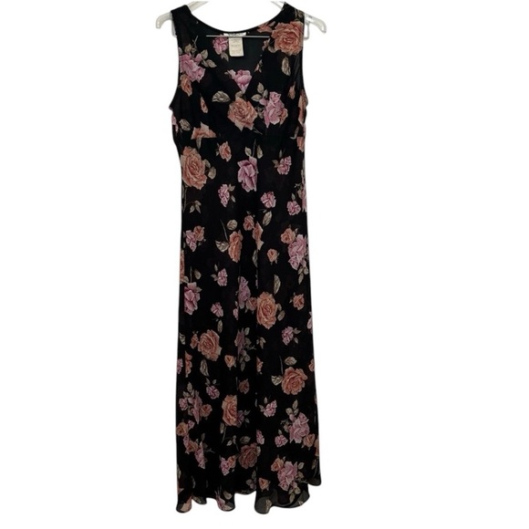 Vintage 90s Floral Sheer Maxi Dress - Picture 1 of 8
